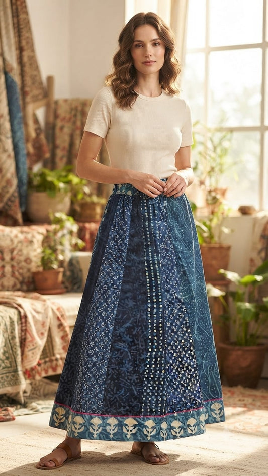 Hand block printed skirt