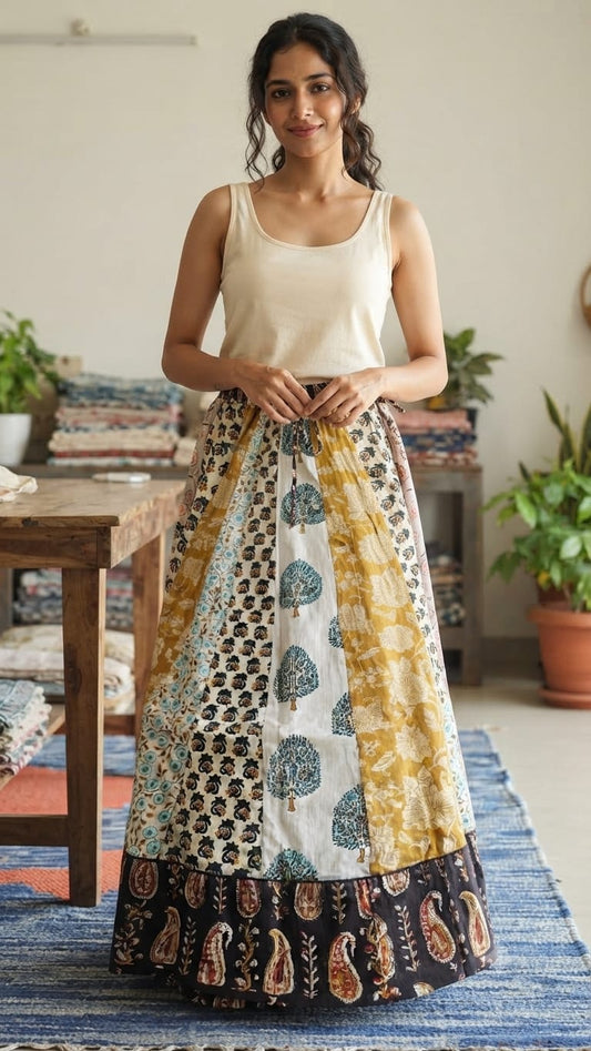 Hand block printed skirt