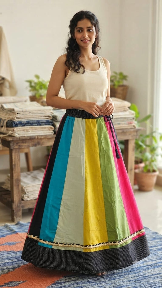 Hand block printed skirt