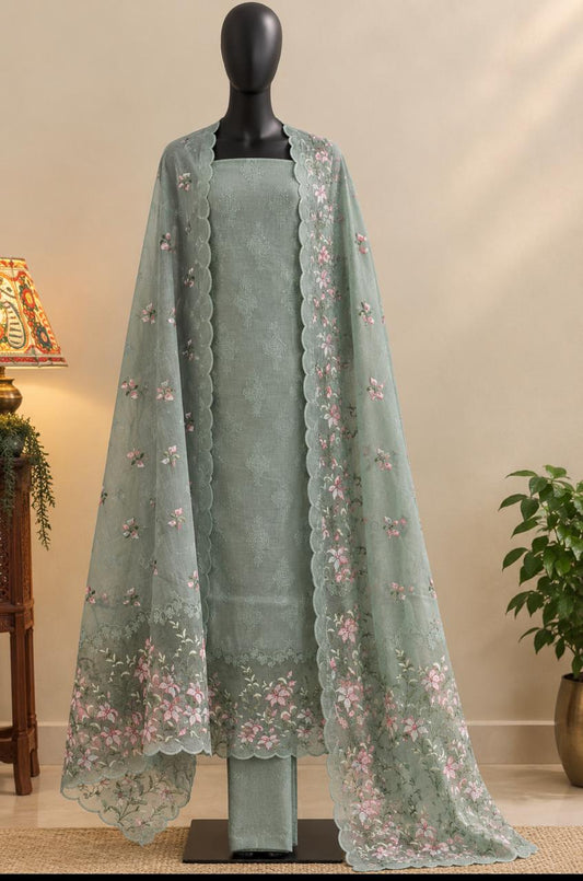 Mul cotton suit in light gren colour